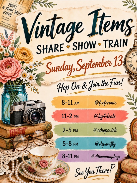Other - @cshopovick CAROLYN’S VINTAGE SHARE SHOW TRAIN 🚂!! Sun, 9/13 2-5pm EST